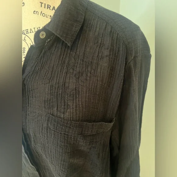 Seafolly Australia Crinkle Twill Beach Shirt | Black | Size S | Like New - Picture 6 of 14